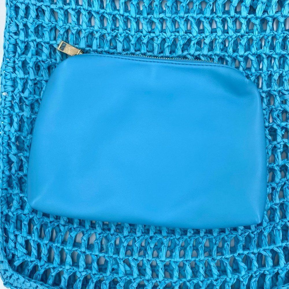 Aqua Crochet Tote Bag With Matching Pouch in Blue New - Picture 9 of 12